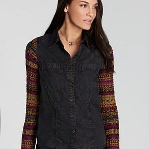 Free People Sweater Sleeve Chambray Top